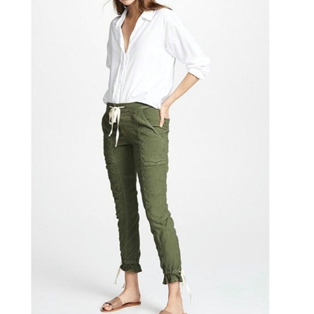 Joie Maja Green Utility Cargo Jogger Pant Ankle Cropped Linen Blend Casual 23 - Picture 11 of 16